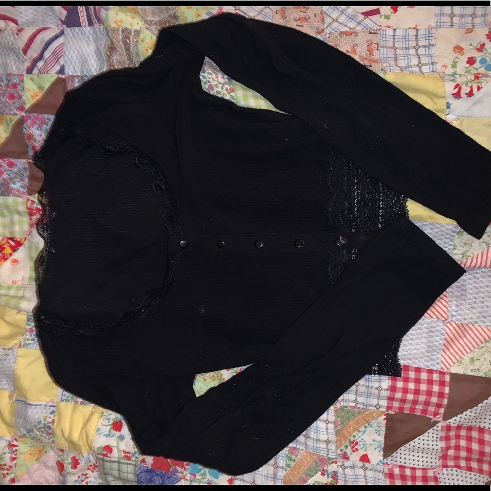 Black lace long sleeve top